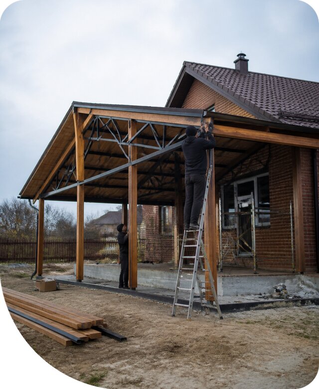 Пристройка навеса к дому и участку в Бугульме под ключ